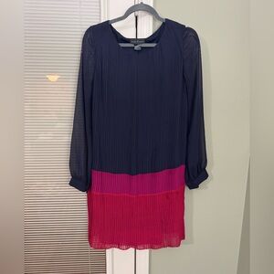 VINTAGE Jessica Howard Navy and Pink Long Sleeve Dress